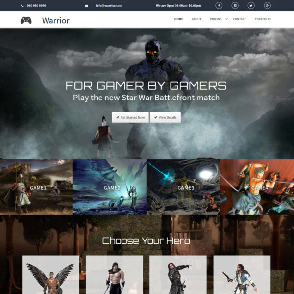 Warrior WordPress Entertainment Theme