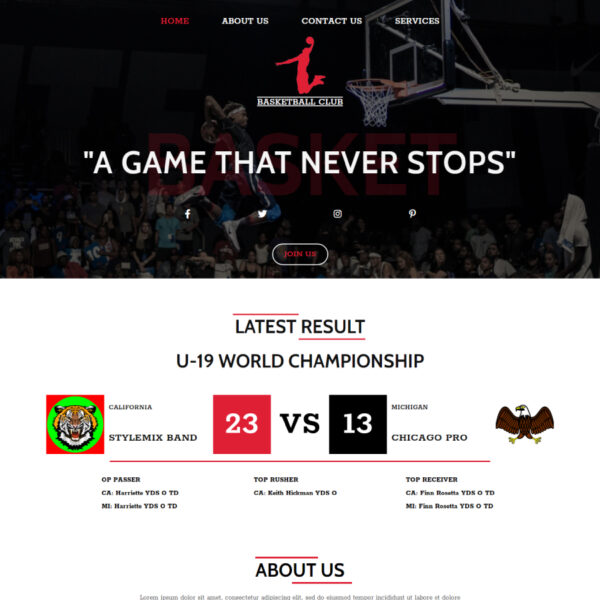 Basketball Club WordPress Sports Theme